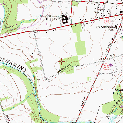 Topographic Map of Newtown Crossing, PA