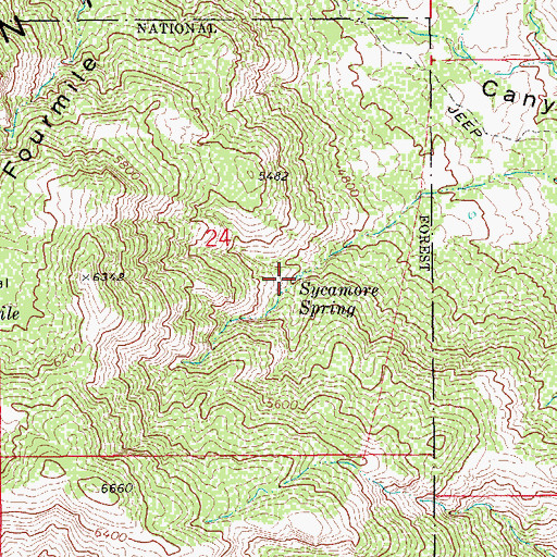 Topographic Map of Sycamore Spring, AZ
