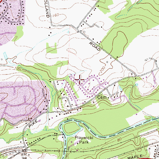 Topographic Map of Bridgetown, PA