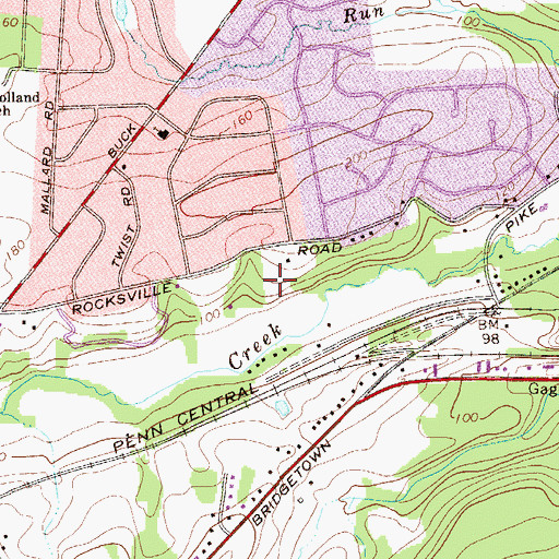 Topographic Map of Hillcrest Farms, PA