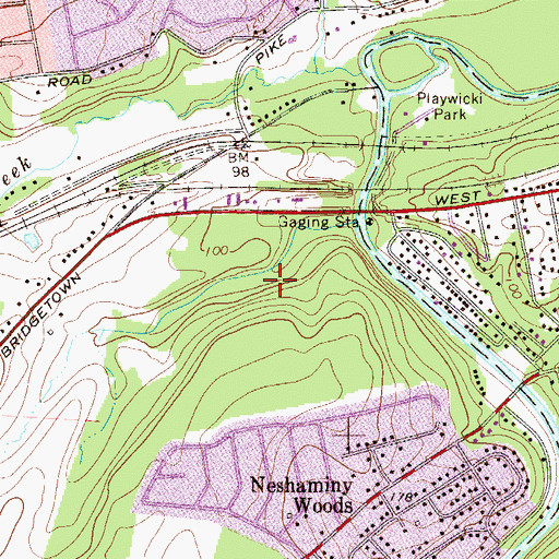 Topographic Map of Woodlyn Crossing, PA