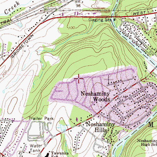 Topographic Map of Woodlyn, PA