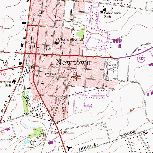 Topographic Map of Newtown Station, PA