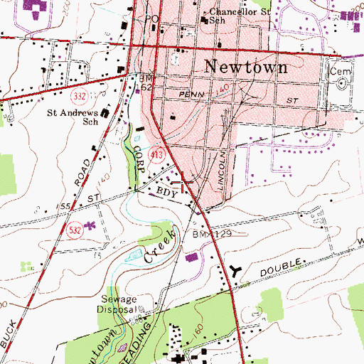 Topographic Map of Brookside, PA