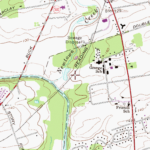 Topographic Map of George School Station, PA