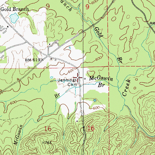 Topographic Map of Jennings Cemetery, AL