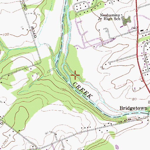 Topographic Map of Hampton Bridge, PA