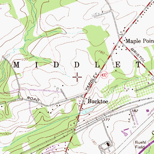Topographic Map of Core Creek County Park, PA