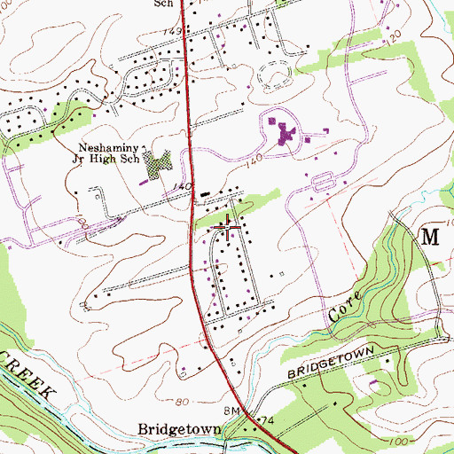 Topographic Map of Sunny Hill, PA