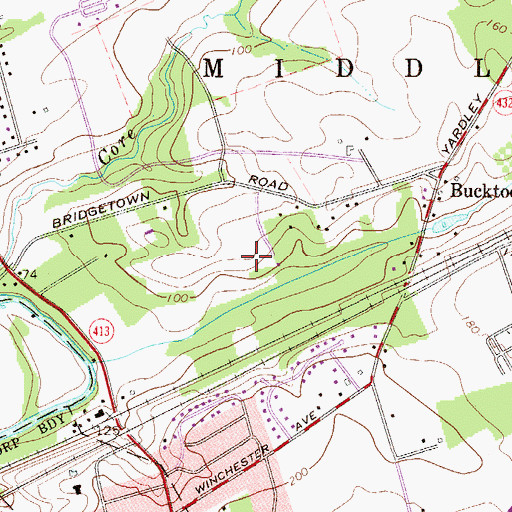 Topographic Map of Old Mill Woods, PA