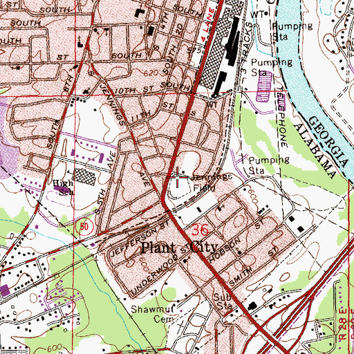 Topographic Map of Jennings Field, AL