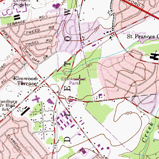 Topographic Map of Chickenfoot Park, PA