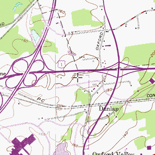 Topographic Map of Cabot, Cabot and Forbes Industrial Park, PA