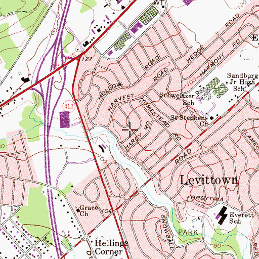 Topographic Map of Highland Park, PA