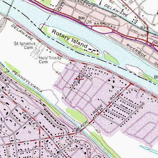 Topographic Map of Penn Valley Manor, PA