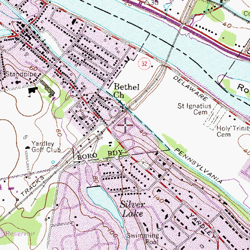 Topographic Map of Yardley Commons, PA
