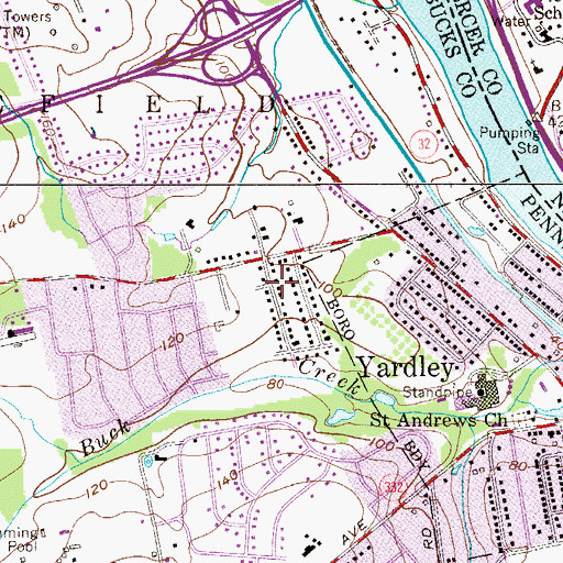 Topographic Map of Orchard Hill Farms, PA