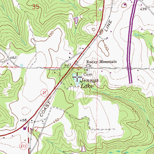 Topographic Map of Jennys Lake, AL