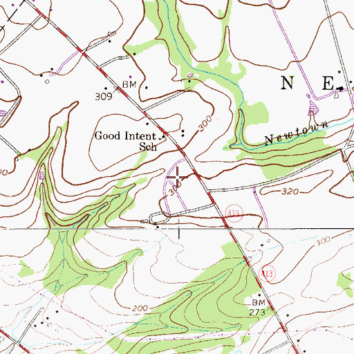 Topographic Map of All Saints Cemetery, PA