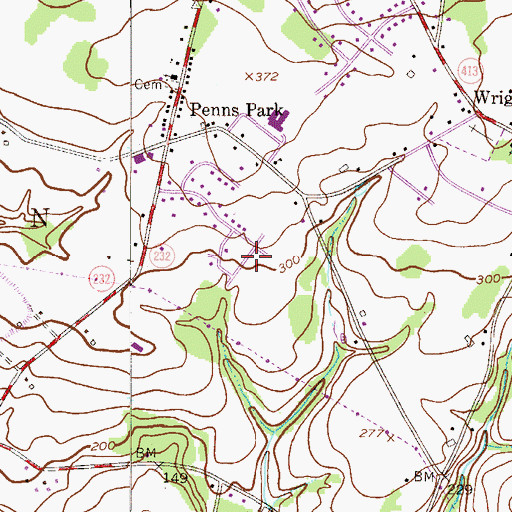 Topographic Map of Windy Bush Hills, PA
