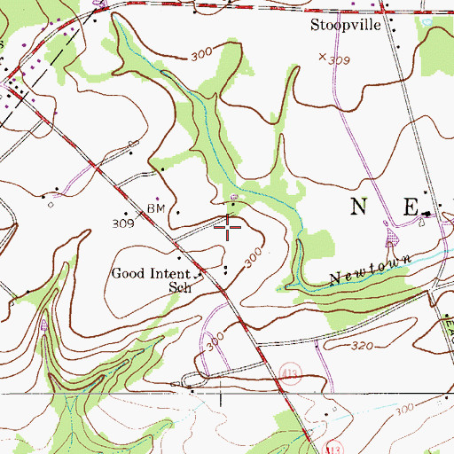 Topographic Map of Newtown Grant, PA