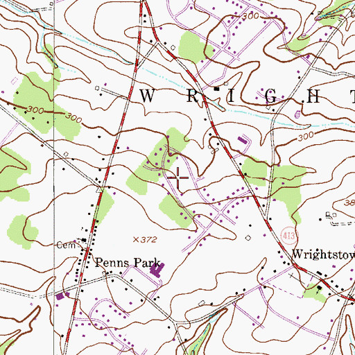 Topographic Map of Wrenwood, PA