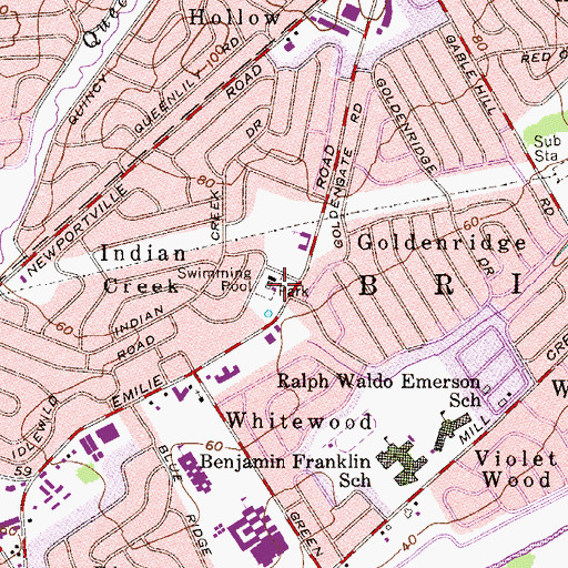 Topographic Map of Woodrow Wilson High School, PA