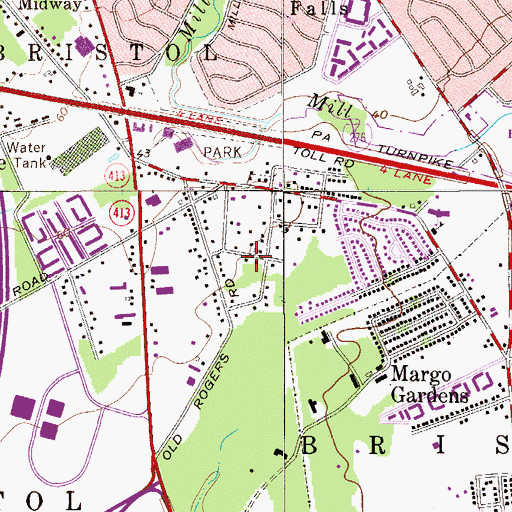 Topographic Map of Makefield Terrace, PA