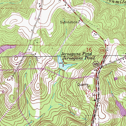 Topographic Map of Jernegans Pond, AL