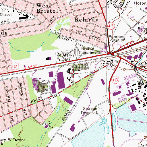 Topographic Map of Edgely Industrial Park, PA