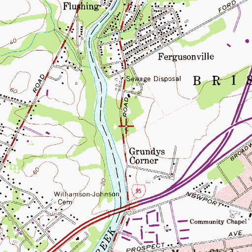Topographic Map of Bensalem Village, PA