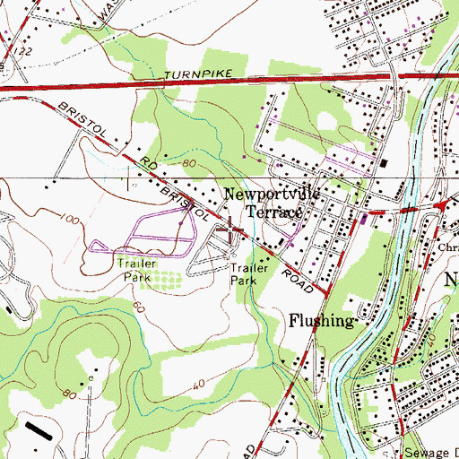 Topographic Map of Terrys Trailer Park, PA