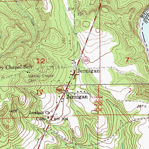 Topographic Map of Jernigan, AL