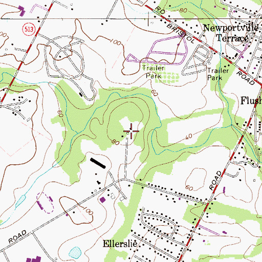 Topographic Map of Newport Mews, PA