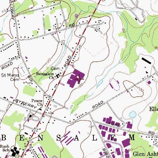 Topographic Map of Bensalem High School, PA