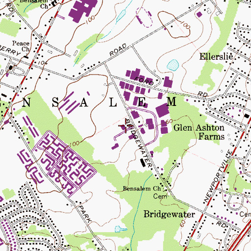 Topographic Map of Cornwells Industrial Park, PA