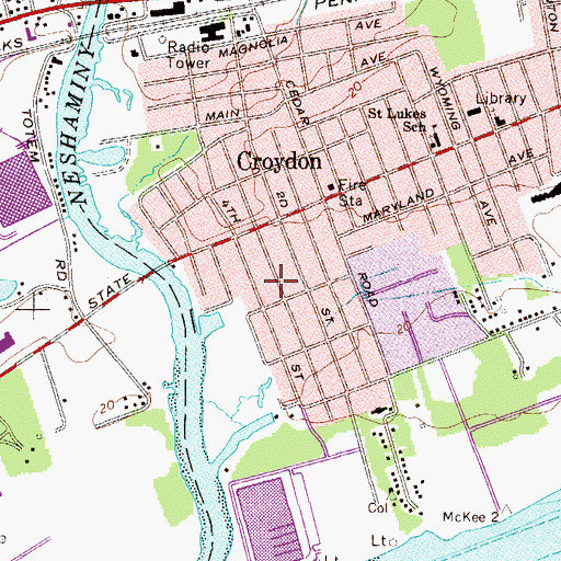 Topographic Map of Croydon Industrial Park, PA