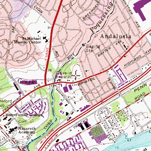 Topographic Map of Lafayette Village, PA