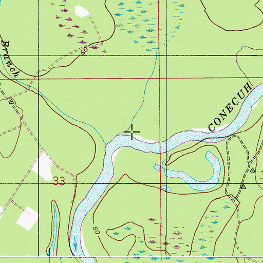 Topographic Map of Jernigan Mill Creek, AL