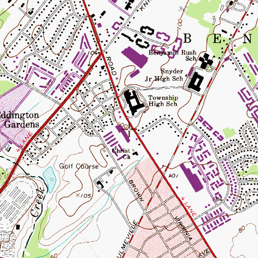Topographic Map of Bensalem Plaza, PA