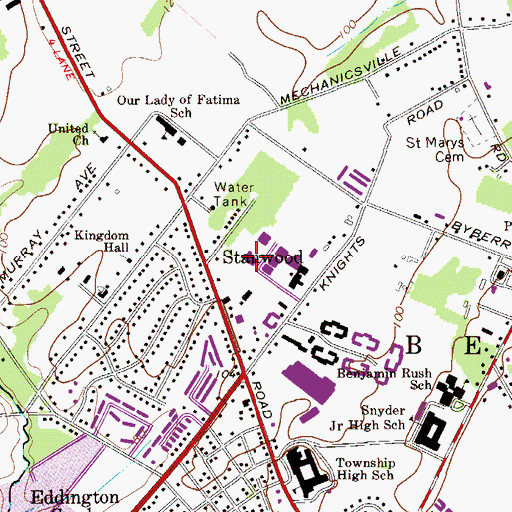 Topographic Map of Knights Road Industrial Park, PA