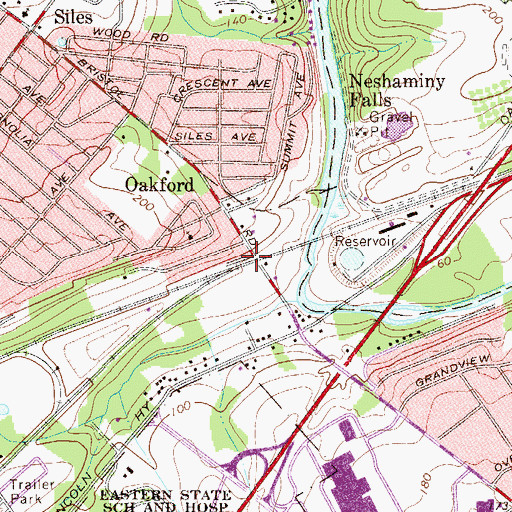 Topographic Map of Neshaminy Falls Station, PA