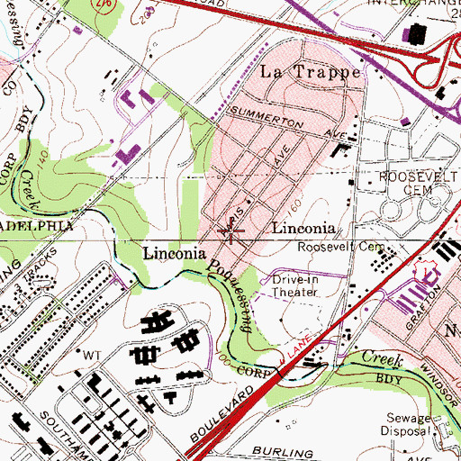 Topographic Map of Liconia Park, PA