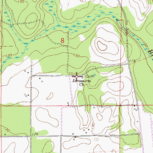 Topographic Map of Jerusalem Church, AL