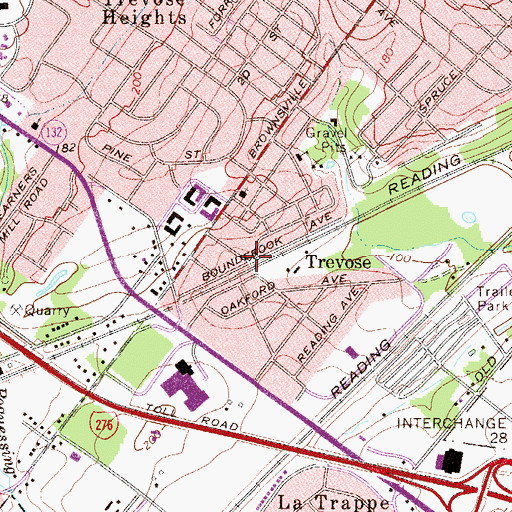 Topographic Map of Trevose Station, PA
