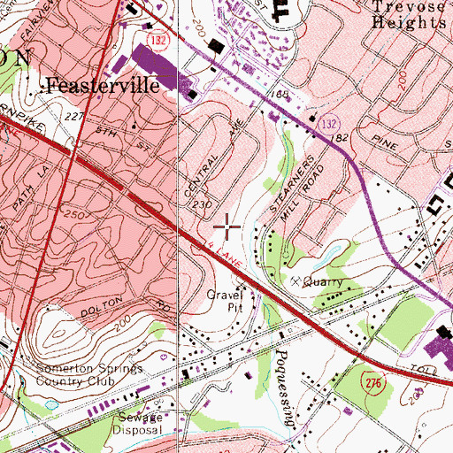 Topographic Map of Woodland Estates, PA