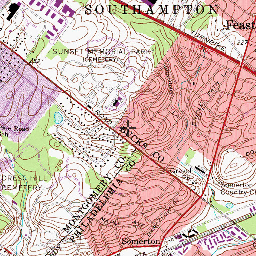 Topographic Map of Pine Tree Farms, PA