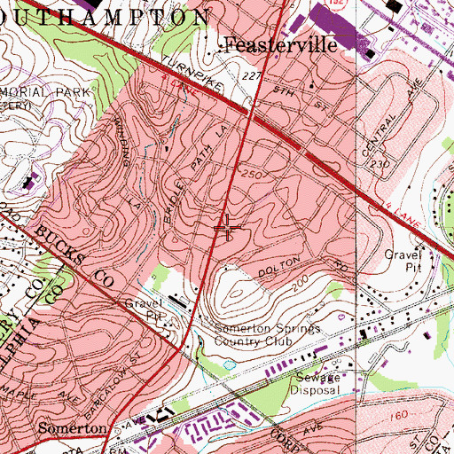 Topographic Map of Somerton Manor, PA