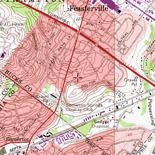 Topographic Map of Somerton Estates, PA