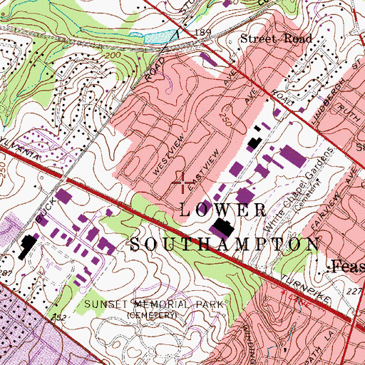 Topographic Map of Broad View Farms, PA